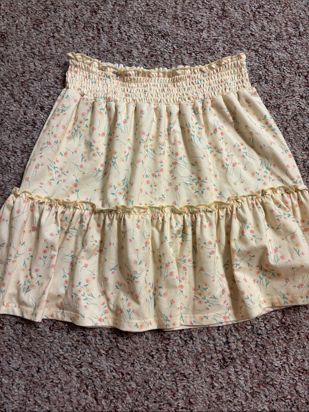 Floral yellow Tiered girls Skirt 12-14